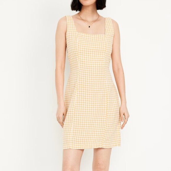 Old Navy Square-Neck Linen-Blend Mini Dress Size Tall L - Picture 1 of 2